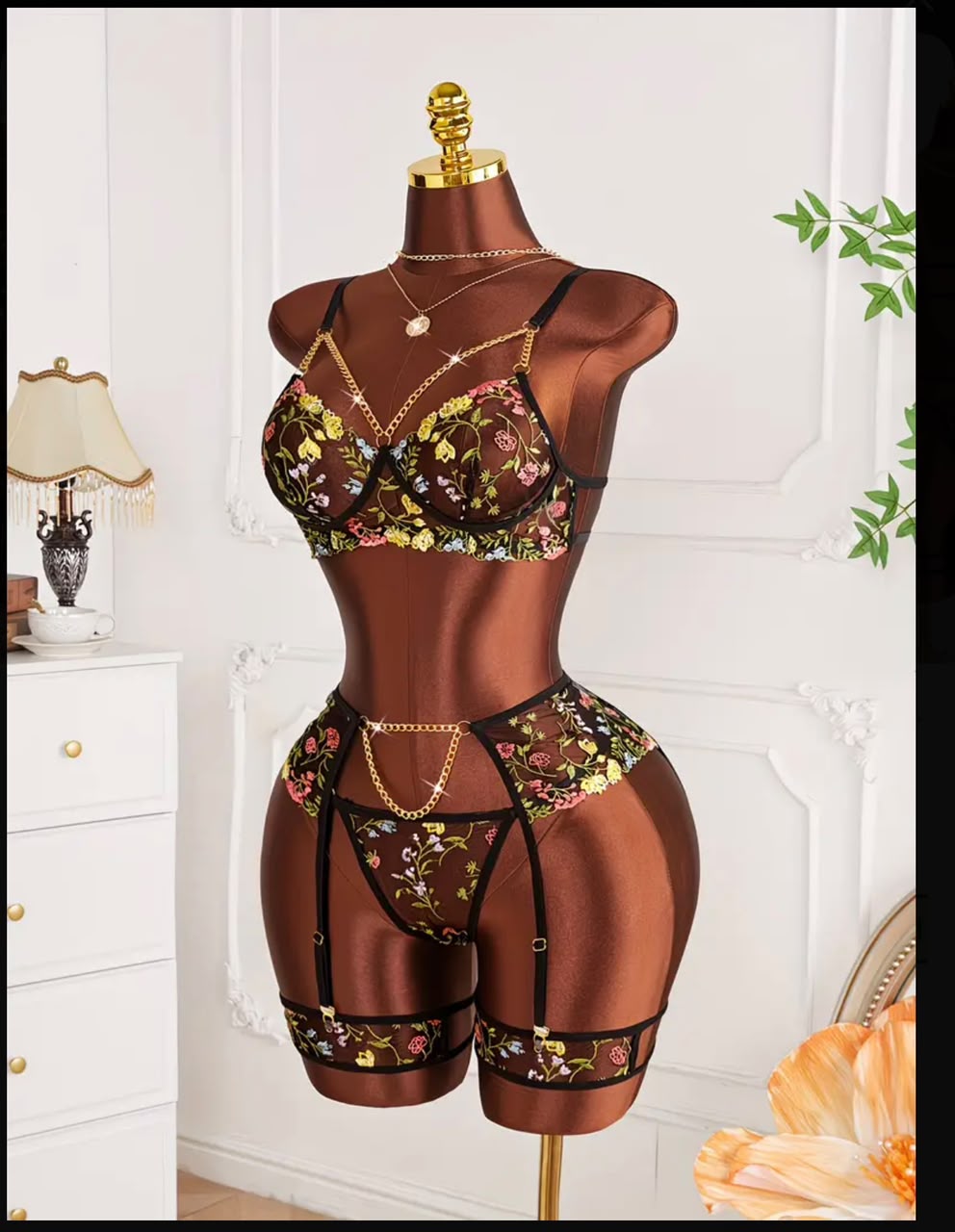 Midnight  Bloom Luxe Garter set.