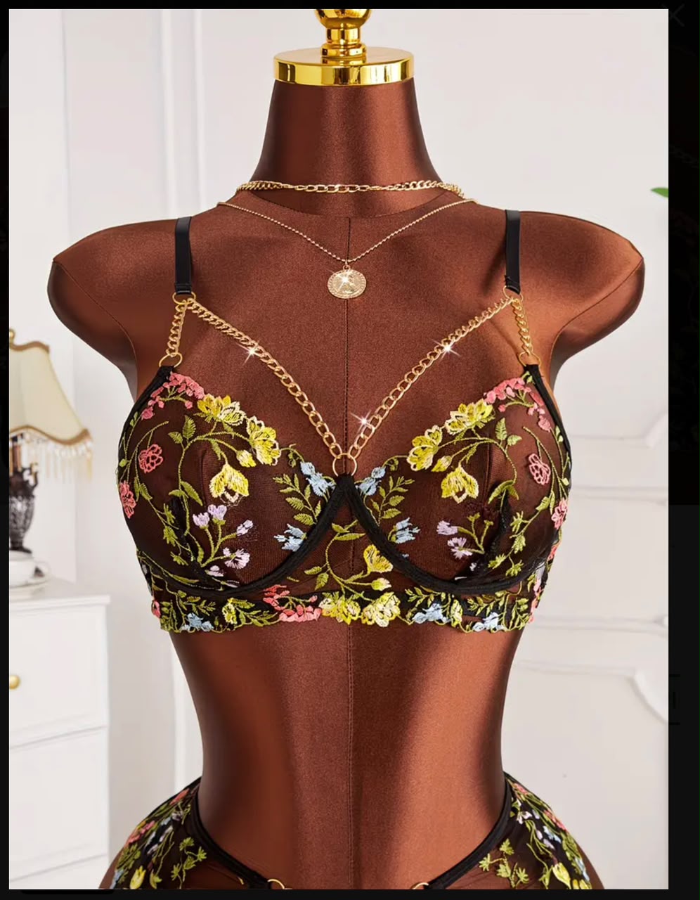 Midnight  Bloom Luxe Garter set. gallery image