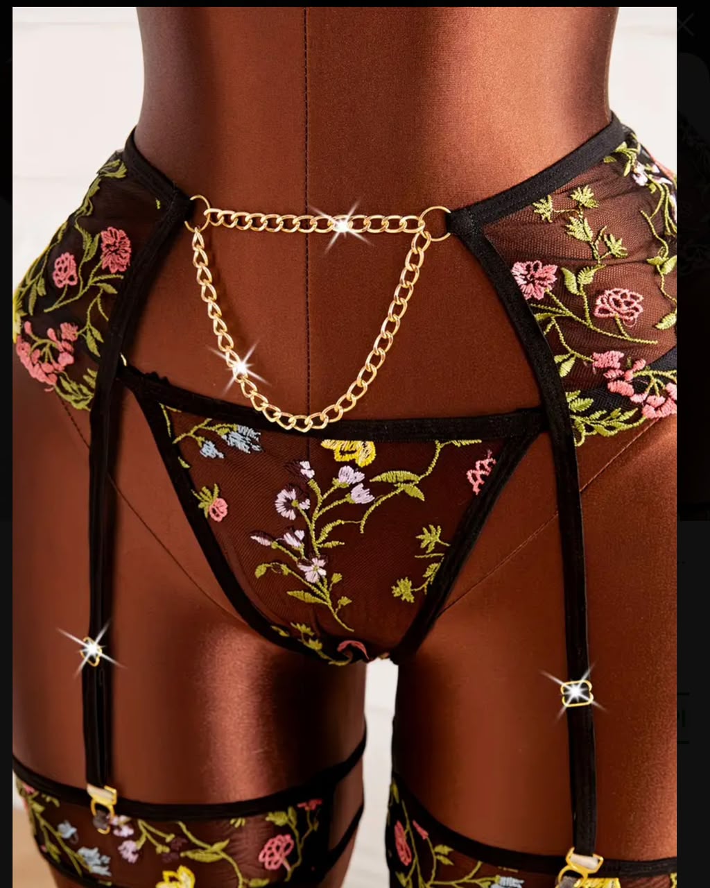 Midnight  Bloom Luxe Garter set. gallery image