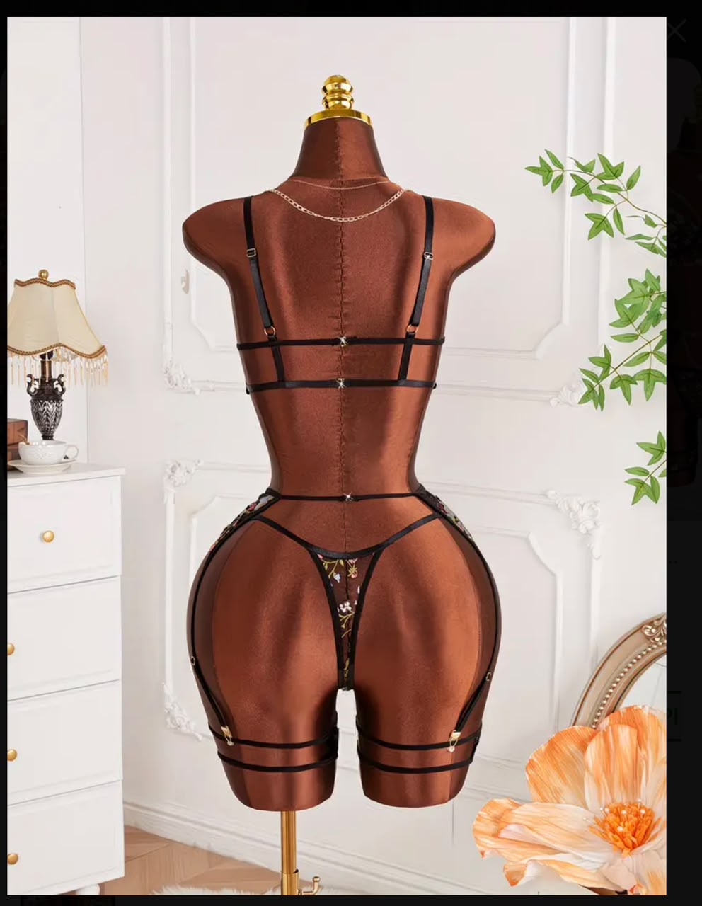 Midnight  Bloom Luxe Garter set. gallery image