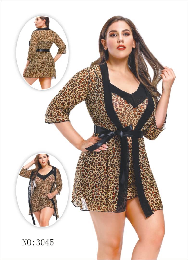 Leopard Print Robe Set
