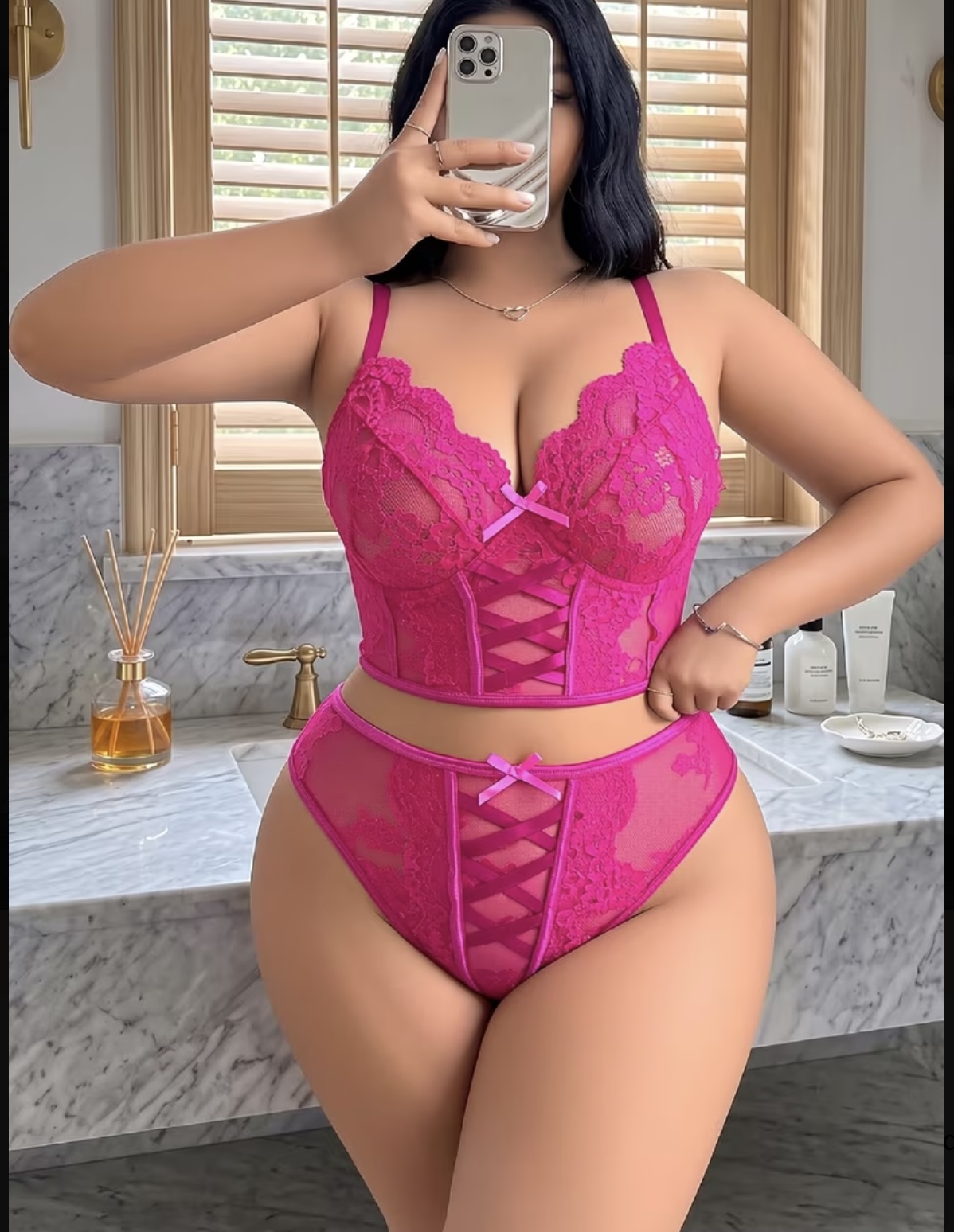 Fuchsia belle lace set