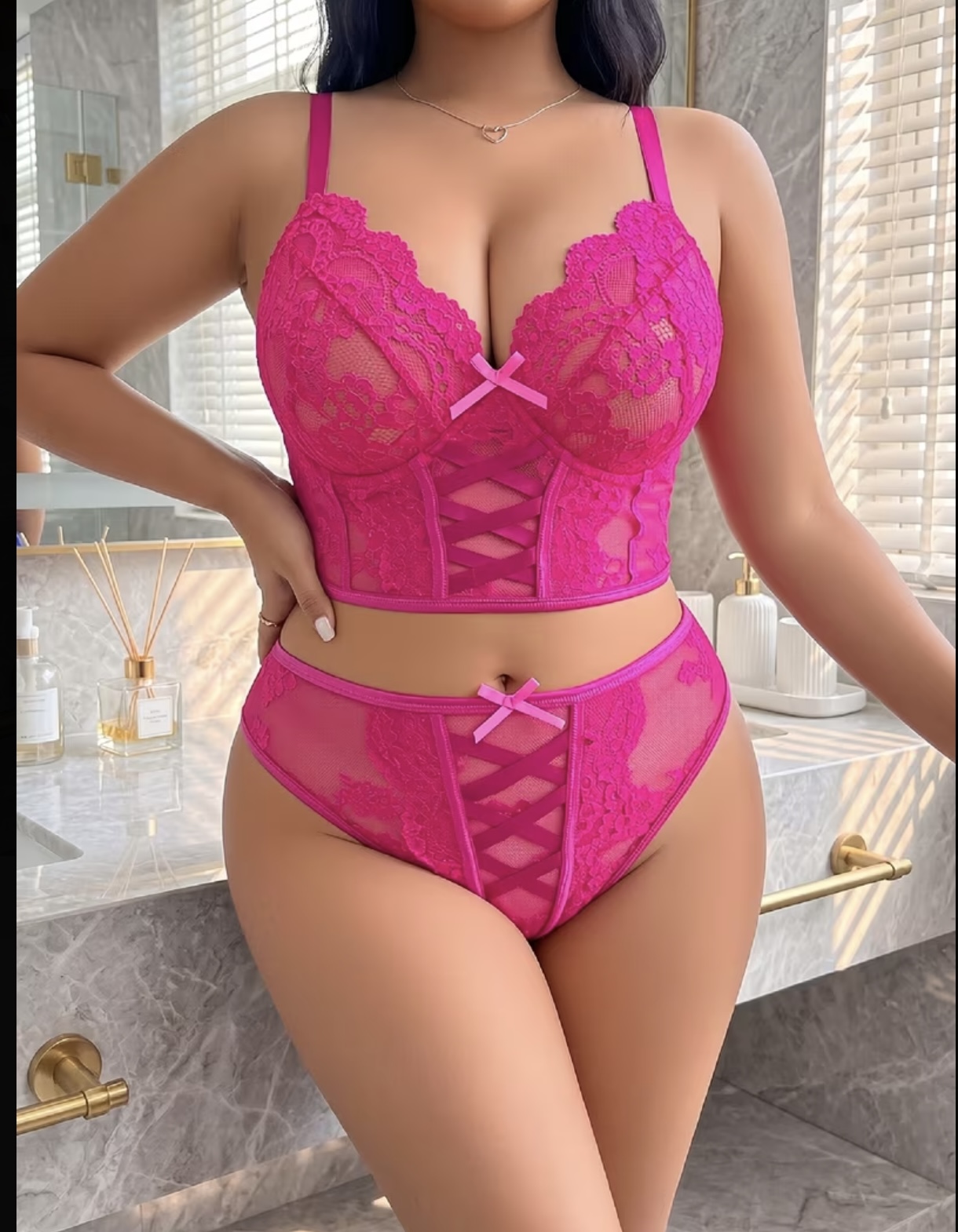 Fuchsia belle lace set gallery image